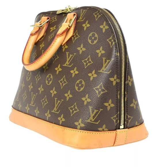 LOUIS VUITTON LV Logo Alma Hand Bag Monogram Leather Brown France M51130 73RJ880 - Picture 2 of 16